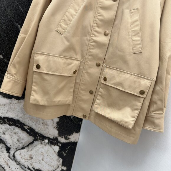 Ralph Lauren Corduroy Collar Trim Tan Trench Coat - Picture 5 of 9